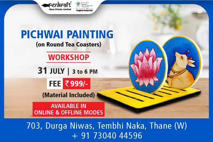 Penkraft Pichwai Painting on Round Coasters Workshop!